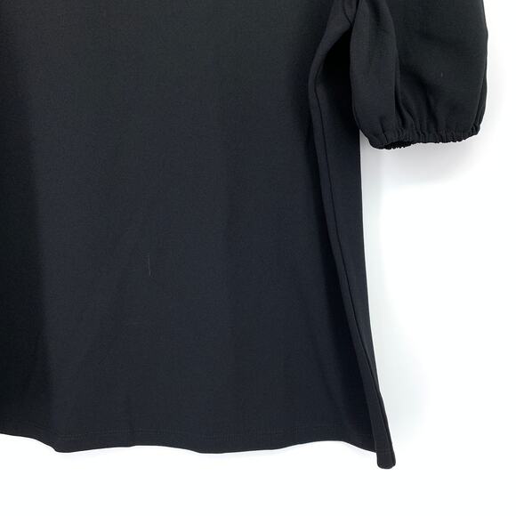 Ann Taylor Puff Sleeve Blouse Womens Sz Medium Black High Neck Keyhole Back NEW - Picture 4 of 7